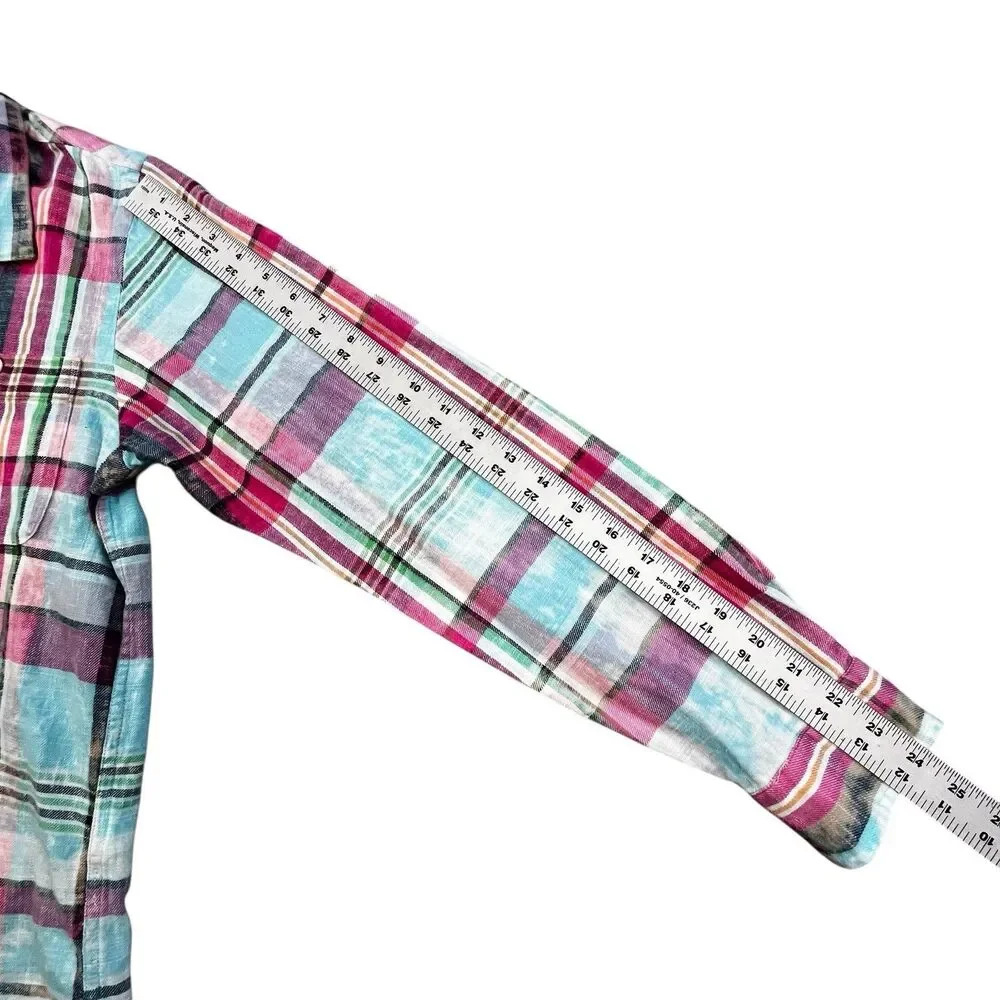 Polo Ralph Lauren Flannel Shirt Mens Small Loop Collar Plaid Chest Pockets